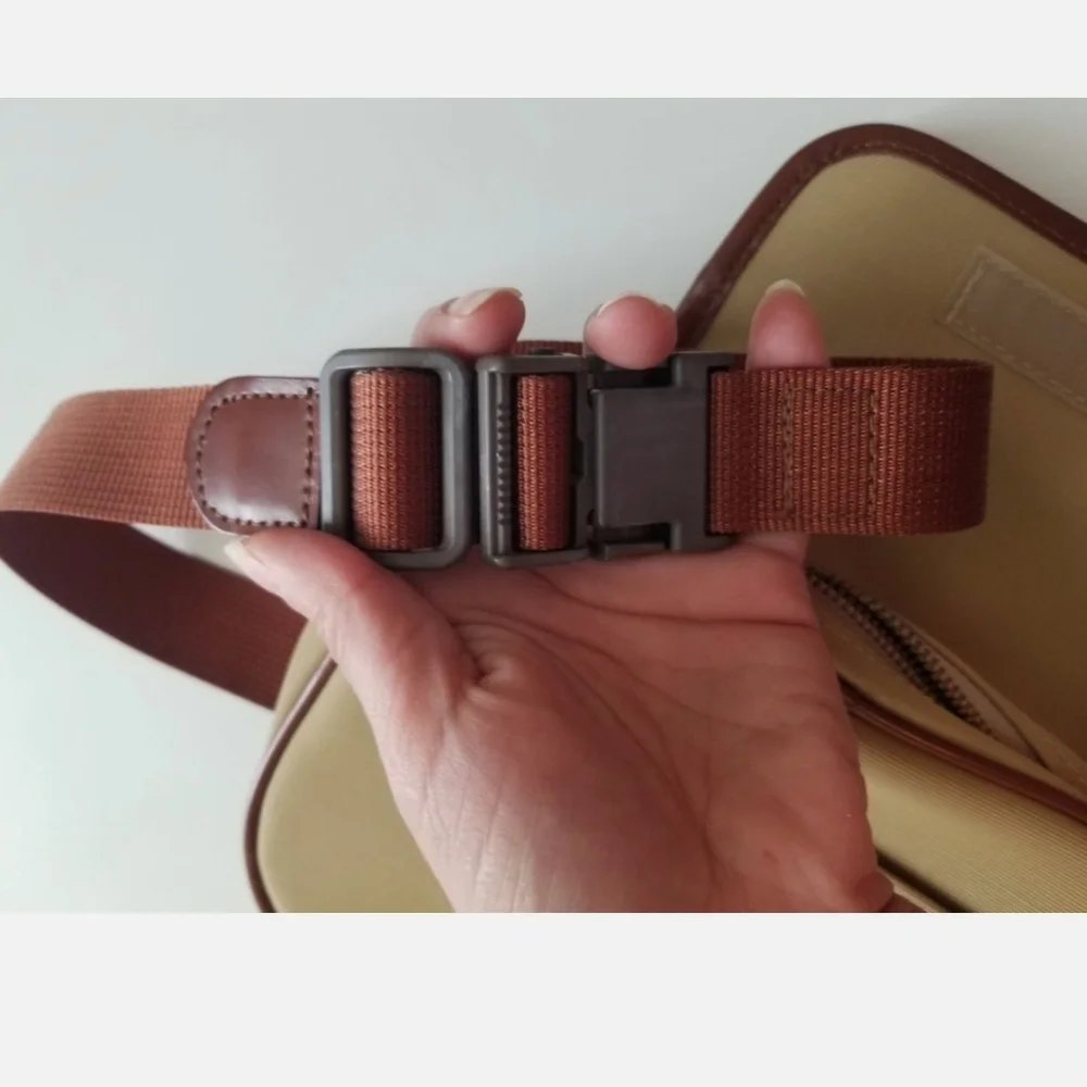 Moschino LOGO BELT BAG Vintage Made In Japan Tan Brown Nylon
